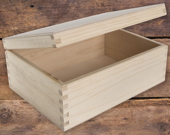 Plain Wooden Box | 19.5x14x8 cm | Keepsake Trinket Jewellery Storage Gift Case | Decorative Pine For Craft