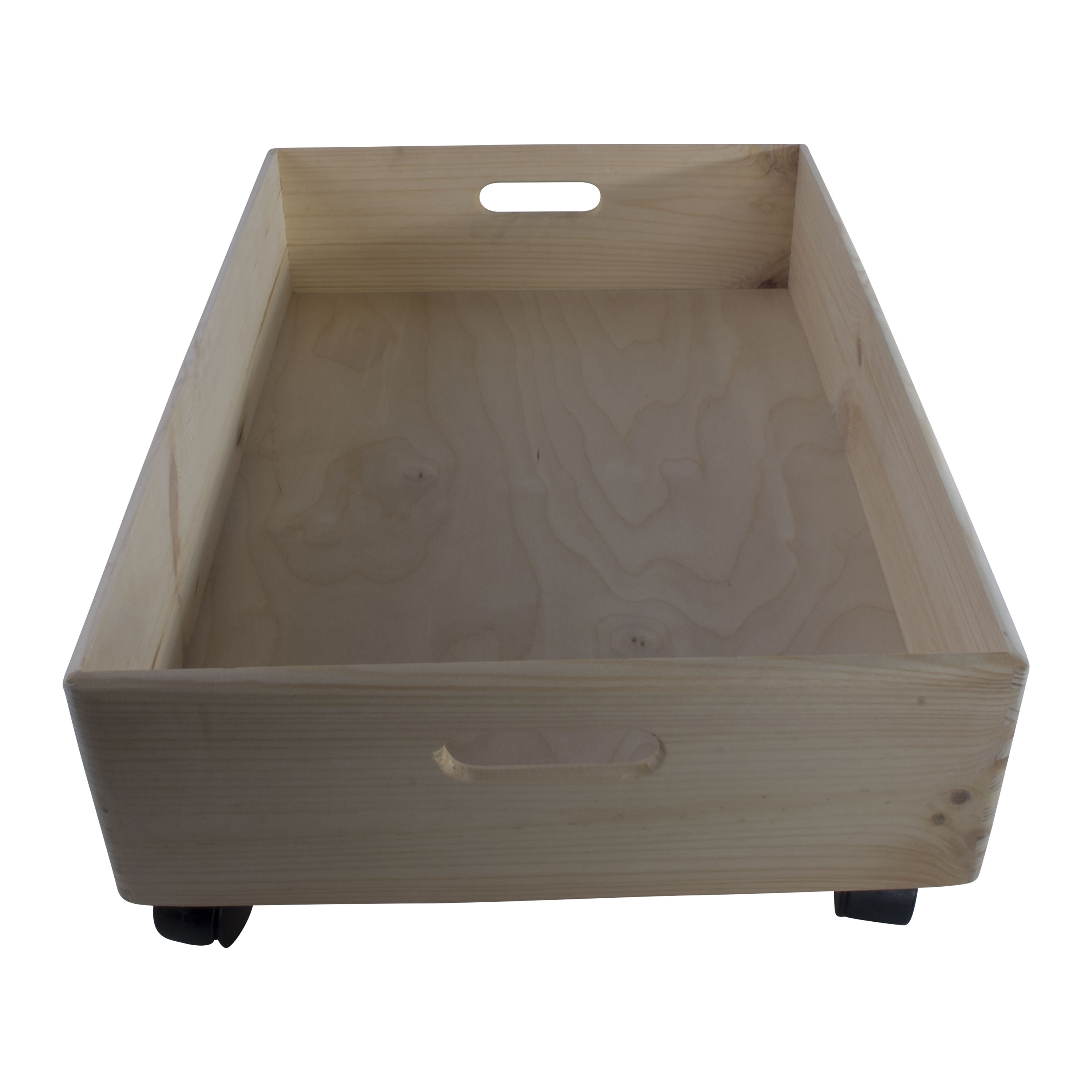 Woodeedoo Extra Large Deep Wooden Storage Box With Wheels & Handles Open Top Crate For Toys
