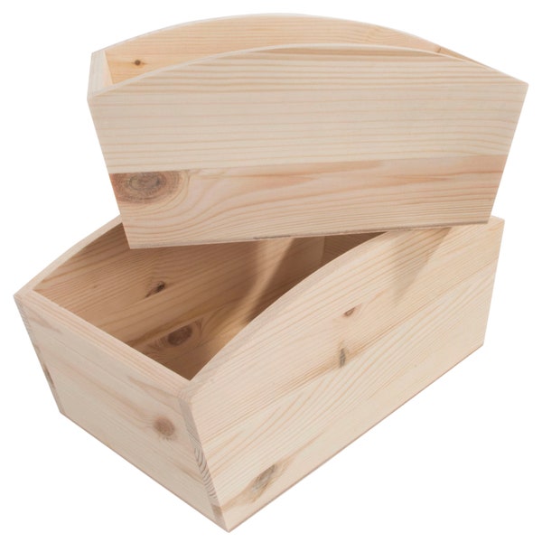 Wooden Decorative Table Basket Flower Pot Box | Fruit Bread Tray | Multi-purpose Storage Trinket Box | Unpainted For Staining DIY Decoupage