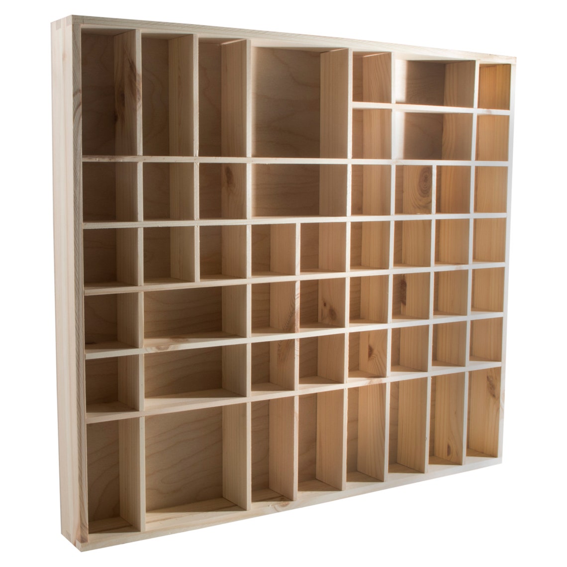 Large Wooden Trinket Display Shelf 51 Compartments Wall - Etsy UK