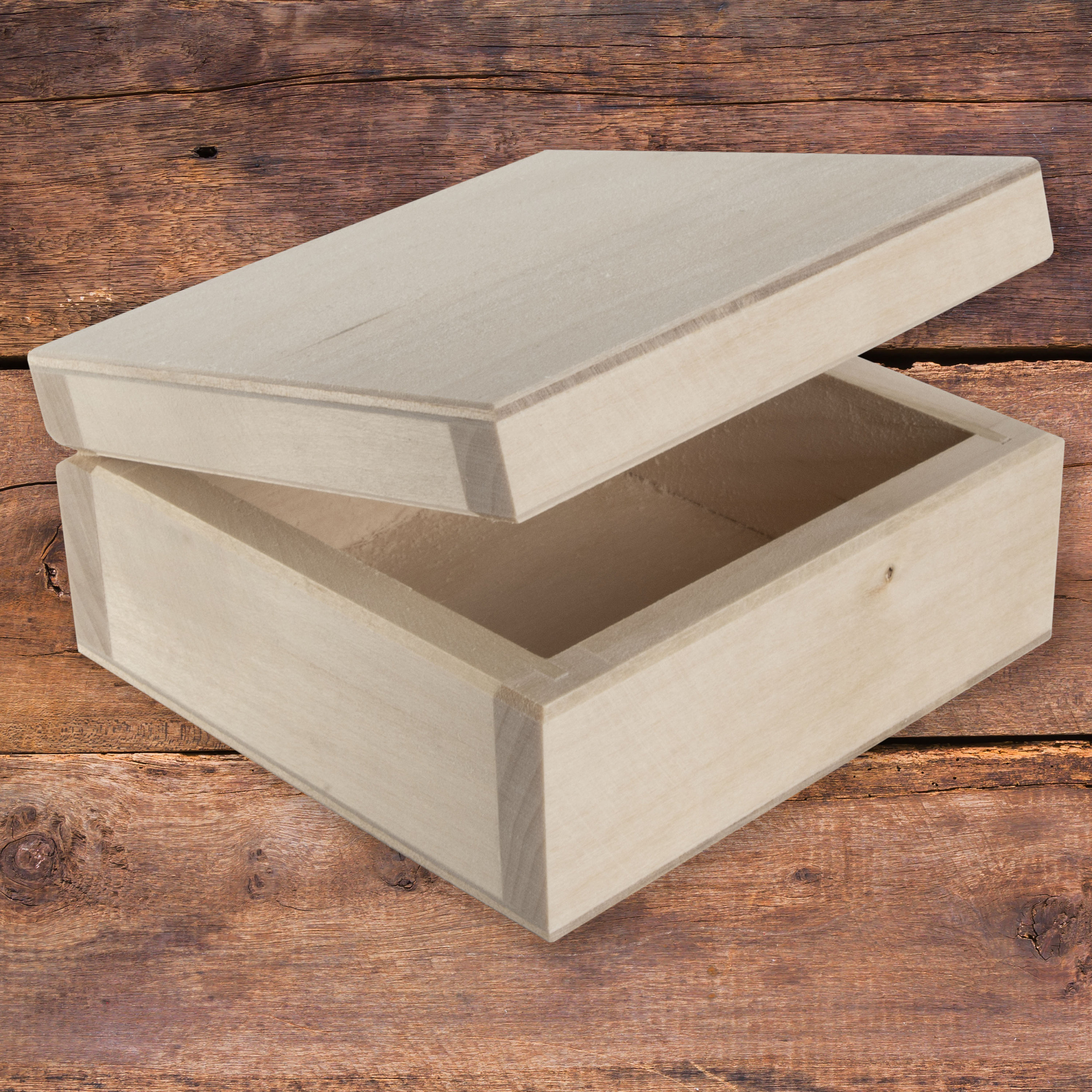 Garneck Onafgewerkt hout met deksel - 2 stuks rustieke vierkante houten
