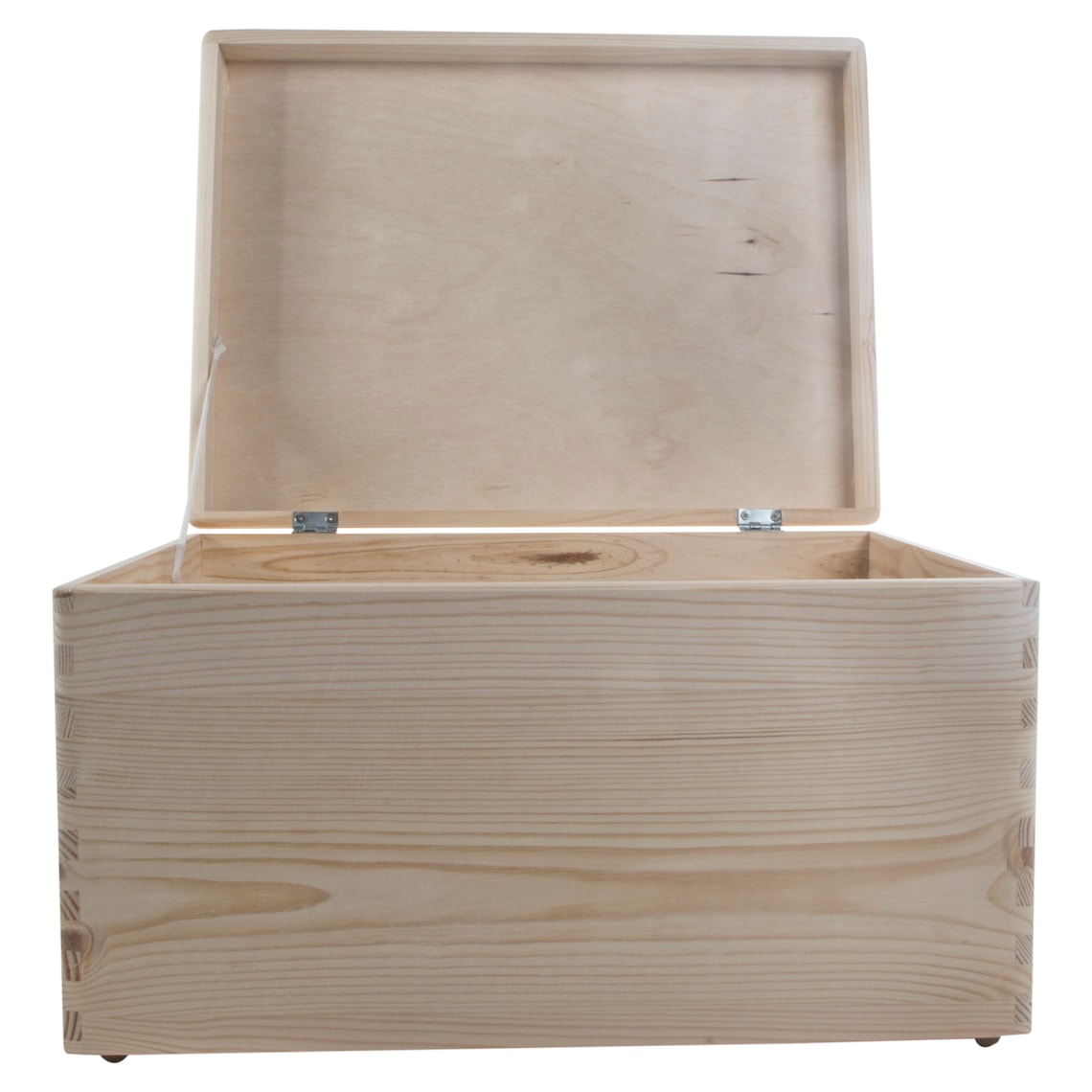 Large Wooden Storage Box With Hinged Lid & Cutout Handles Etsy UK
