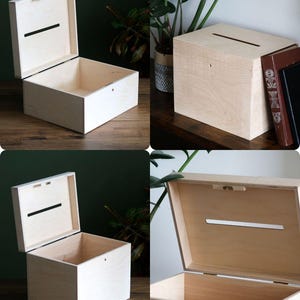 Wooden Wedding Guest Wish Post Box With Slot | 3 Sizes | Wishing Well Drop Cards Envelopes Memory Box | Plain Decorative Wood
