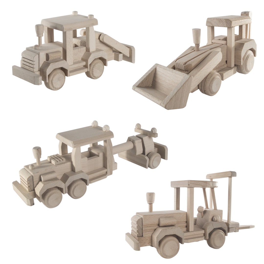 Wooden Construction Toy Cars, Trucks, & Diggers
