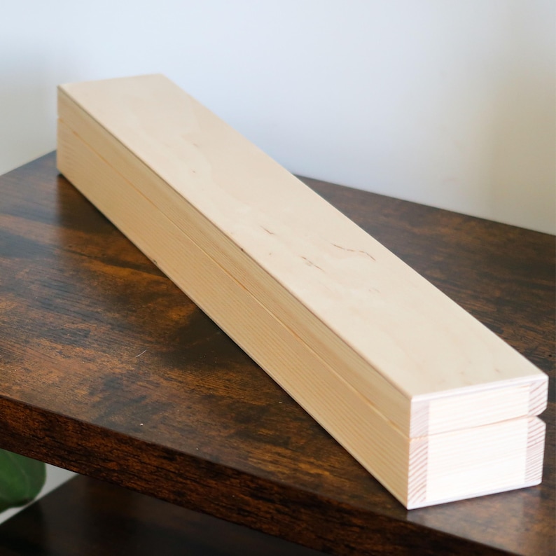Oblong Plain Wooden Long Box With Lid | 47x7x5.5 Cm | Candle Storage ...