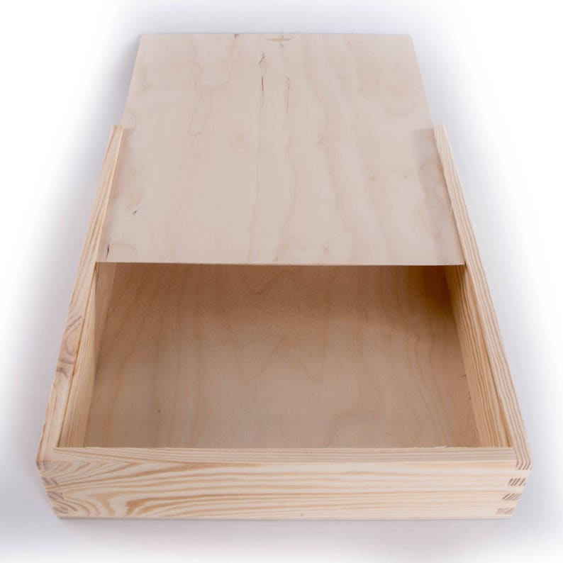 Unpainted Pinewood Storage Box with Sliding Lid L33.5 x W28 x Etsy