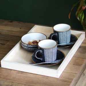 Wooden Shallow Tray | 35x25x3 cm | Display Rectangular Presentation Box | Tea Coffee Food Snack Serving Platter | Plain Wood To Decorate