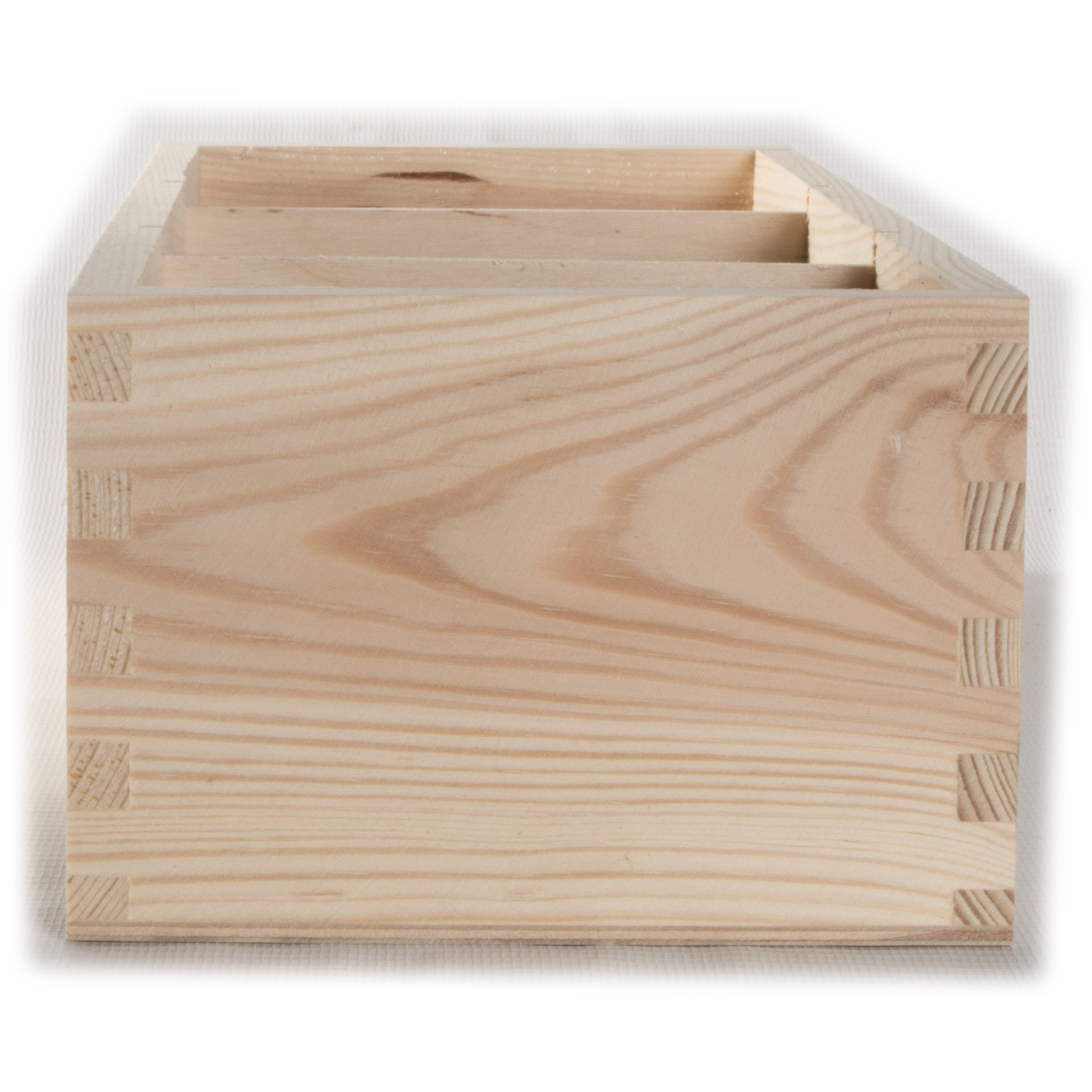 Square Shallow Wood Display Box - Open Tray For Desk Organizer, Plain Pine, 3 Sizes 10 thumbnail image