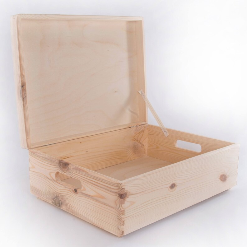 Large Wooden Storage Box/ Plain Wood / Box With Lid / Crate Etsy UK