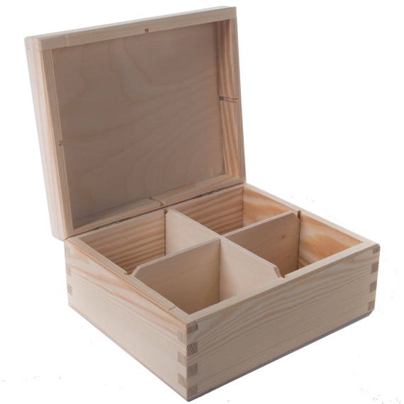 Plain Wooden Small Storage Box With Hinged Lid/3 Compartments / Tea Box  /trinket /memory Box / Perfect for Decoupage/ Arts & Crafts -  Israel