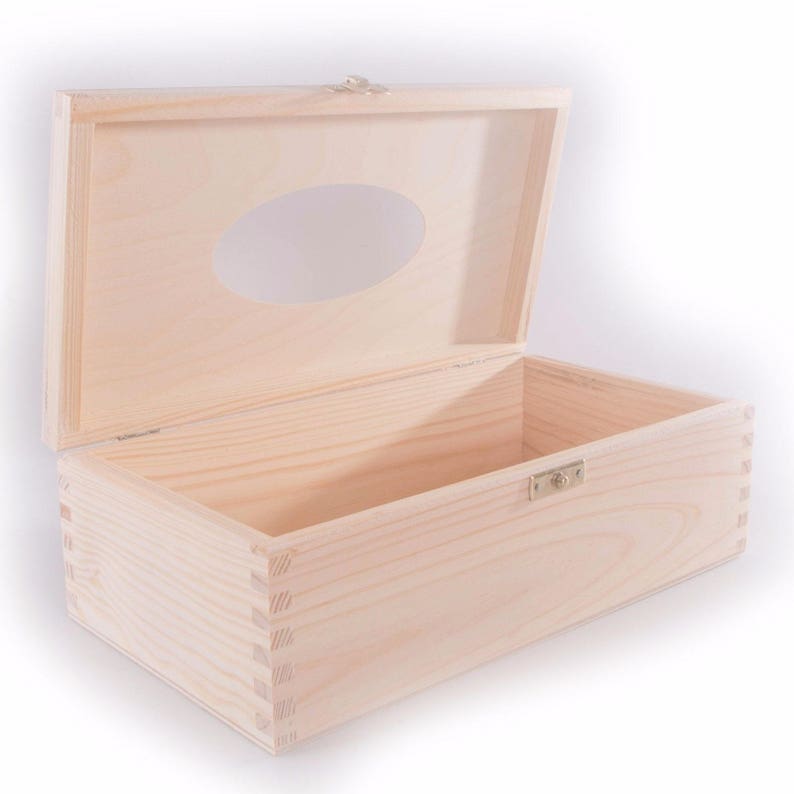 Wooden Rectangular Unfinished Tissue Box With Lid And Clasp Etsy