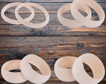 Bracelet jonc en bois brut | Bracelet rond incurvé en bois de hêtre naturel | 5 tailles | Décoration DIY