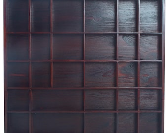 Hölzerne Wand Regal Teak Fleck 28 Fach Kiefer Schatten Box für Kristalle Miniaturen Kleine Ornamente Andenken Sammlerstücke Dekor