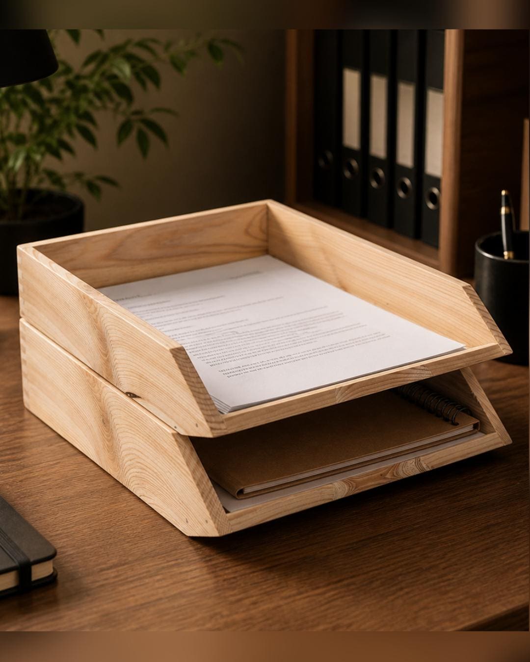 Wooden Stackable A4 Paper Tray Portrait Letter Magazine Office File ...