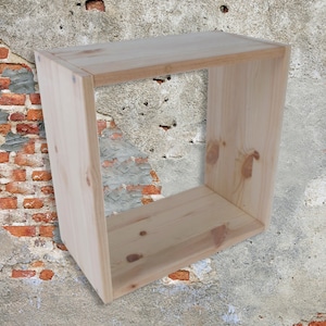 Holzwürfel Bücherregal Regal Display Aufbewahrungseinheit | Quadratischer, an der Wand befestigter hängender Organizer-Bücherregal-Rack | Schlichtes natürliches Massivholz