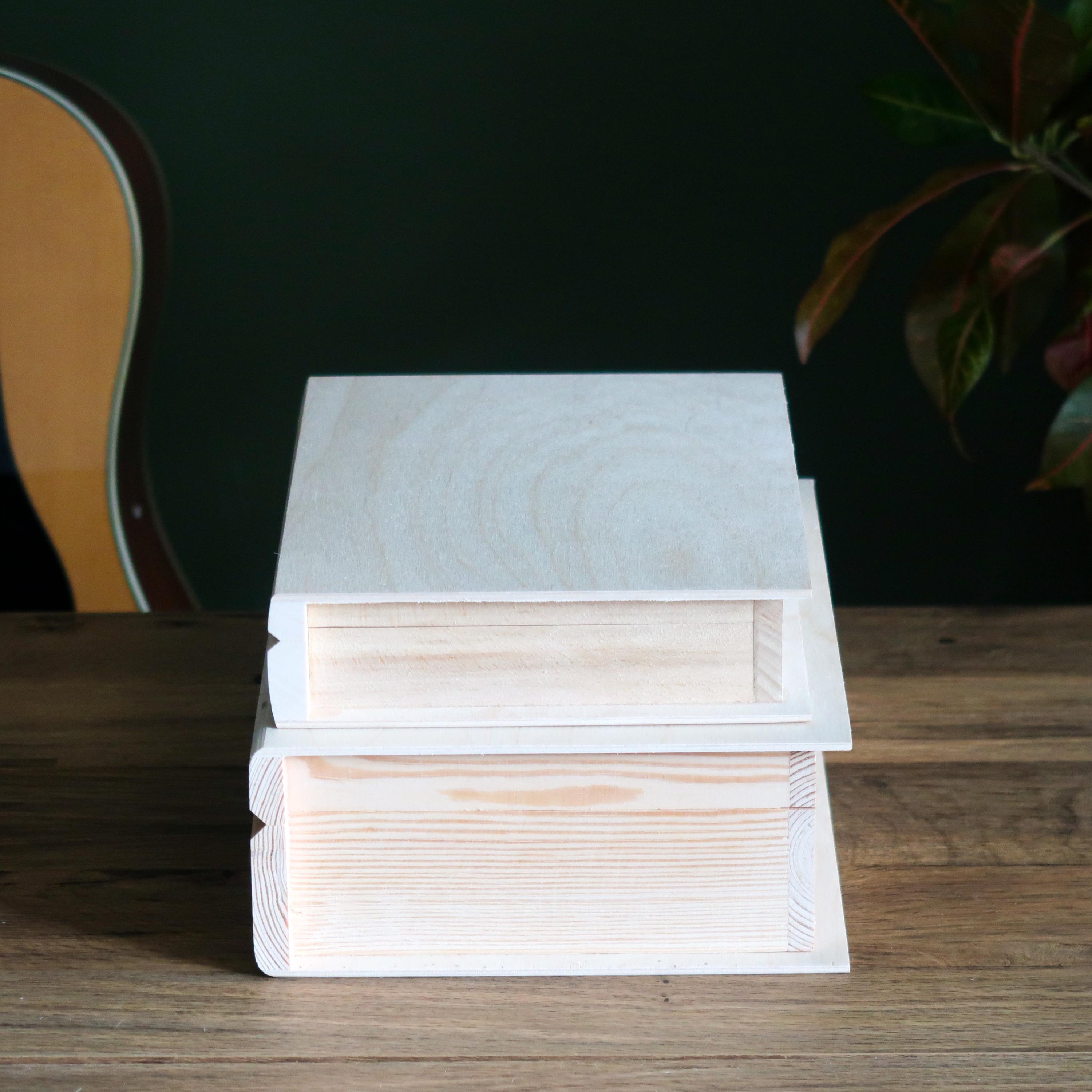Wooden Book Shaped Box | Trinket Keepsake Bookcase Accessories Memory ...