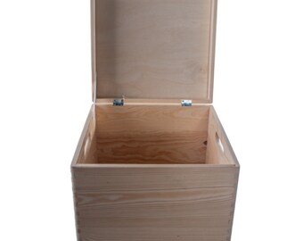 Cube Deep Wooden Storage Box With Cut-out Handles Wheels