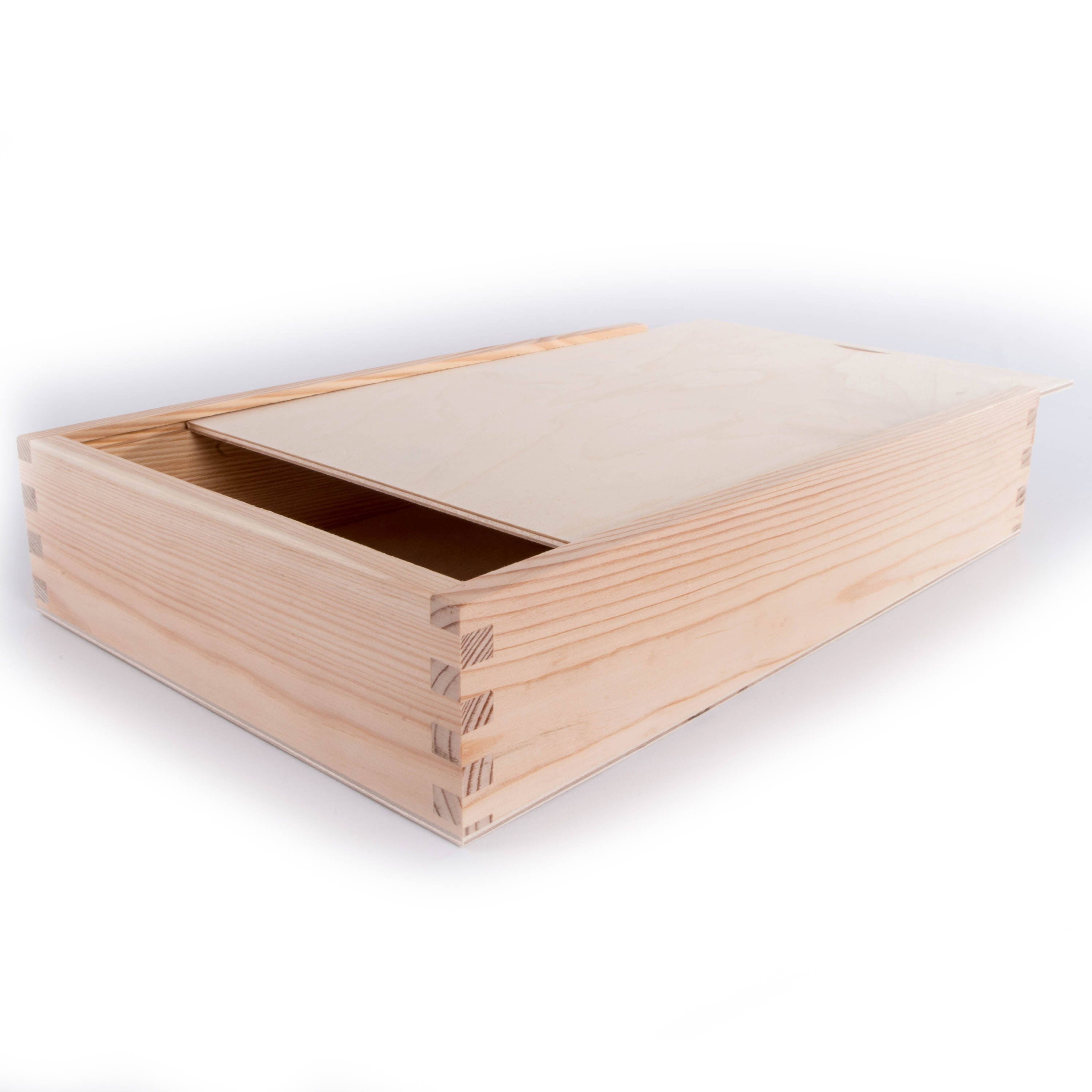 Unfinished Wooden Box With Sliding Lid/ 2 Compartments/ L32 X Etsy UK