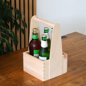 Wooden 4 Bottle Carrier 330/500 ml Beer Caddy Picnic Crate Carrying Basket Holder | Decorative Plain Craft Wood For Pyrography Engraving