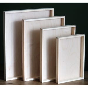 Plateau peu profond en bois rectangulaire | 4 tailles | Thé Café Nourriture Boissons Présentoir Snack Plateau de service | Bois de pin artisanal décoratif uni non peint