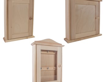 Wooden Decorative Key Holders | Various Designs |  Hanging Boxes Cabinet Wall Mounted Entryway Hooks Key&#39;s Rack Organiser | Paintable Wood