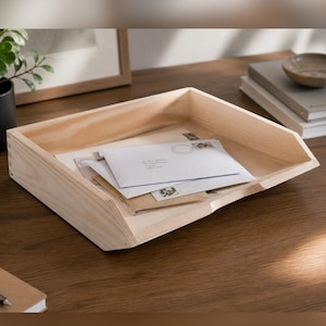 Wooden Stackable A4 Paper Tray Landscape Letter Magazine Office File Tidy Organiser Horizontal Documents Storage Desk Pine To Decorate DIY