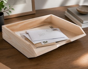 Wooden Stackable A4 Paper Tray Landscape Letter Magazine Office File Tidy Organiser Horizontal Documents Storage Desk Pine To Decorate DIY
