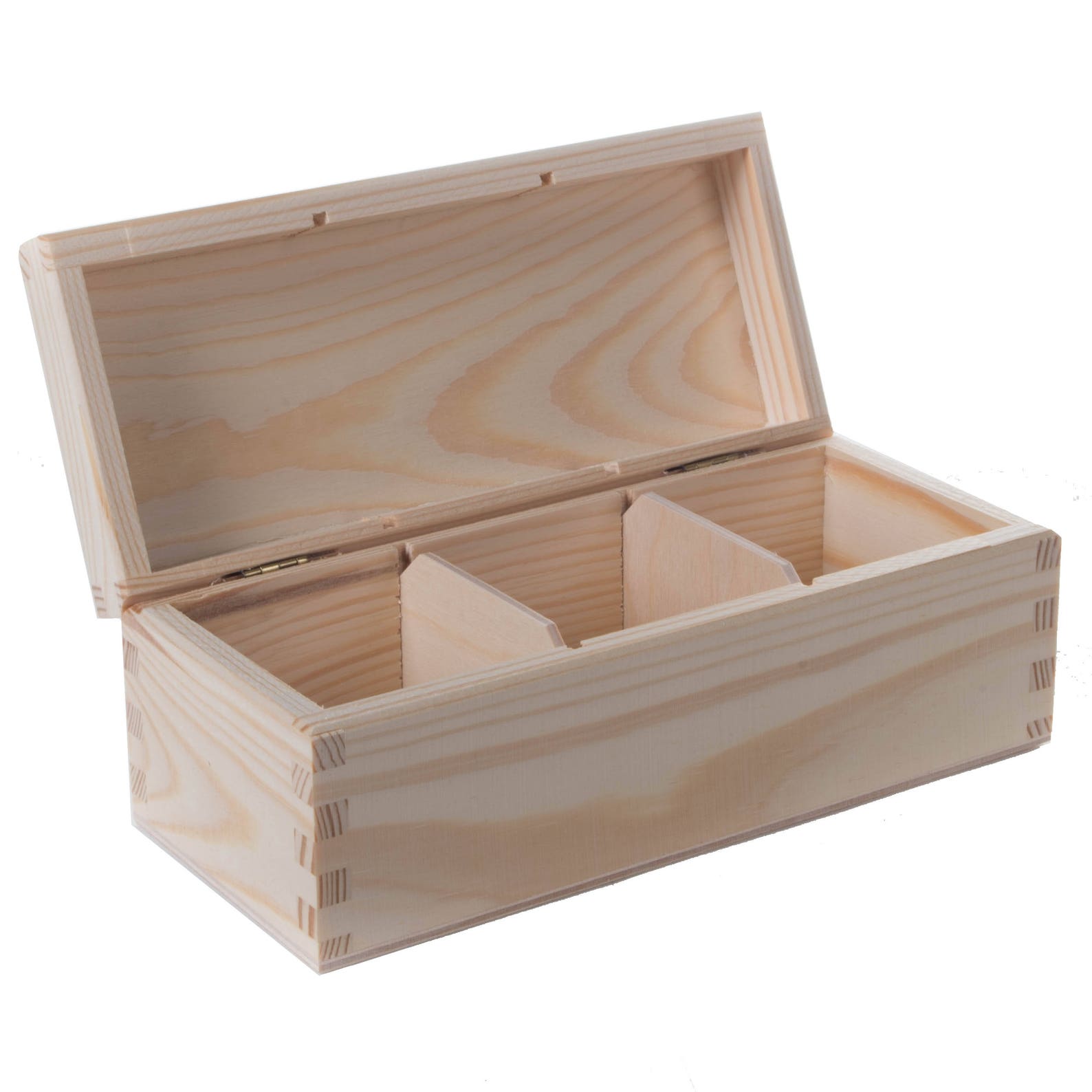 Plain Wooden Small Storage Box With Hinged Lid/3 Compartments Etsy UK