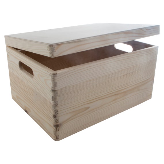 Useekoo Caja de almacenamiento de madera con tapa con bisagras y cierre  frontal, caja de recuerdo grande de 9.1 x 9.1 x 3.9 pulgadas, cajas de  regalo