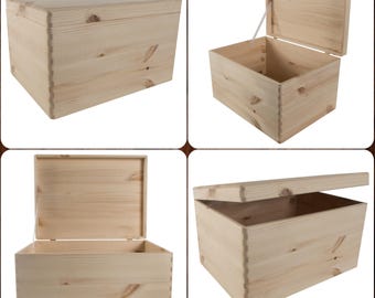 Search Box Medium Natural Pinewood Storage Box With Lid & Handles – 30x20x13cm-858431