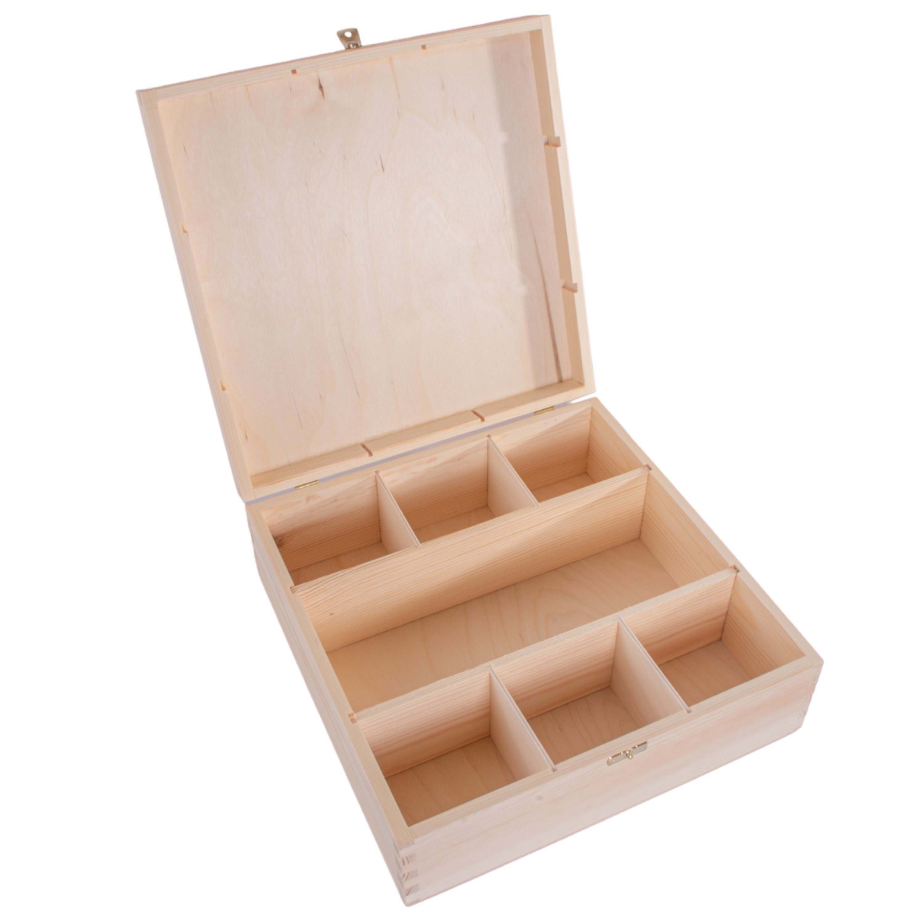 Wooden Storage Box for whisky Bottle & 6 Glasses Memory Keepsake Box With  Lid Compartments Sections Plain Unfinished Wood for Craft 