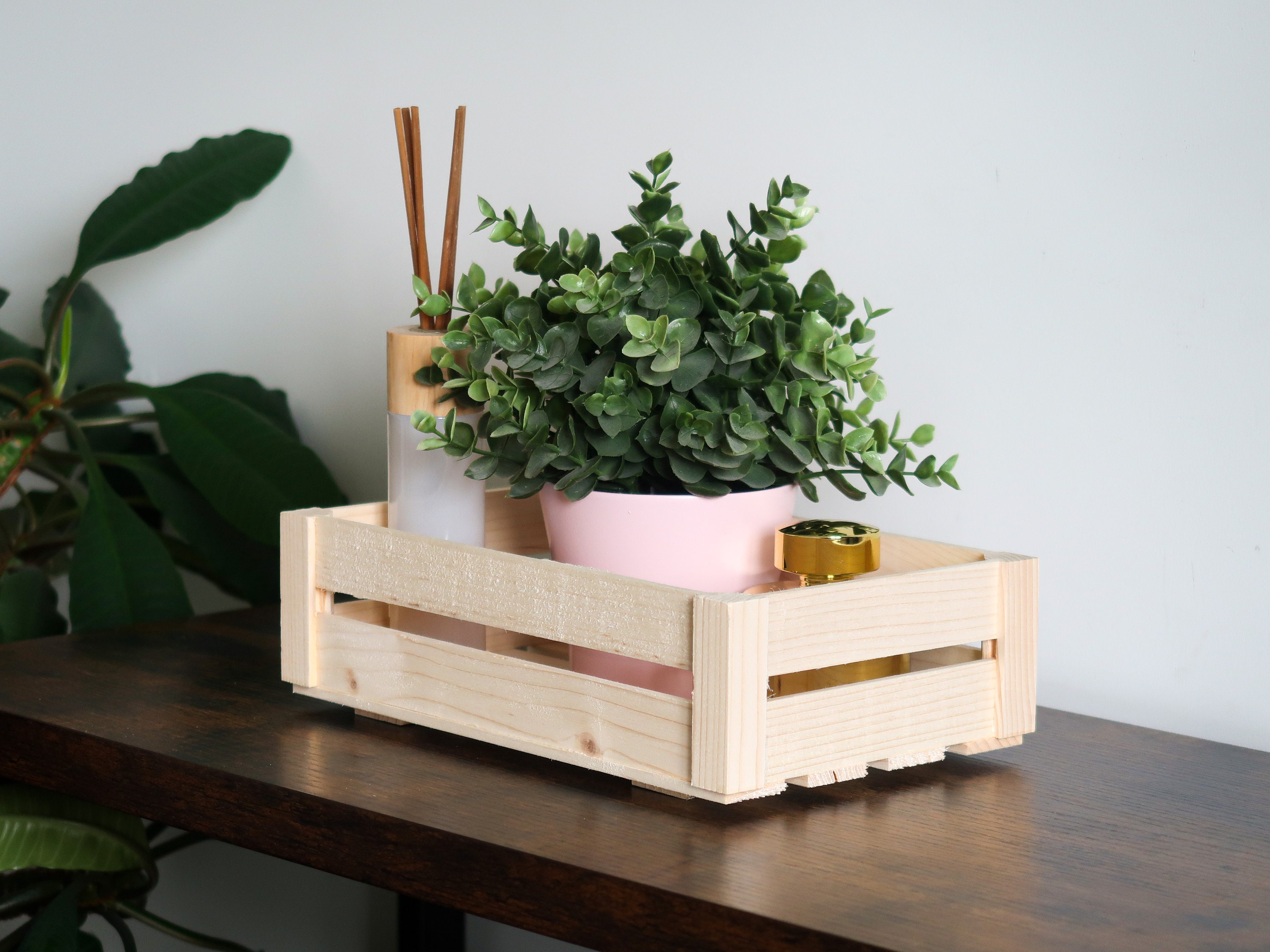 Petite caisse en bois peu profonde | Présentoir de rangement en pin, panier de présentation, contenant à lattes | Bois décoratif non fini à peindre - France Petite caisse en bois peu profonde | Présentoir de rangement en pin, panier de présentation, contenant à lattes | Bois décoratif non fini à peindre - France