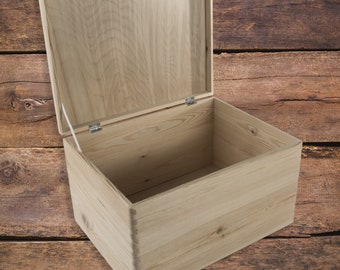 Wooden Box with Lid and Handles Memory Keepsake Storage Boxes Photo Toy Hinges 