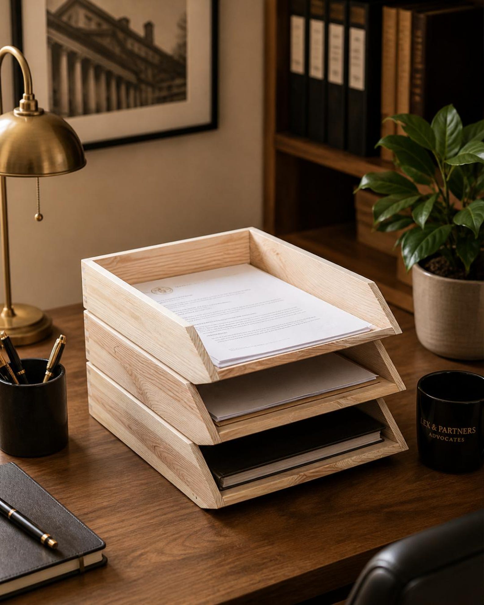 Wooden Stackable A4 Paper Tray Portrait Letter Magazine Office File ...
