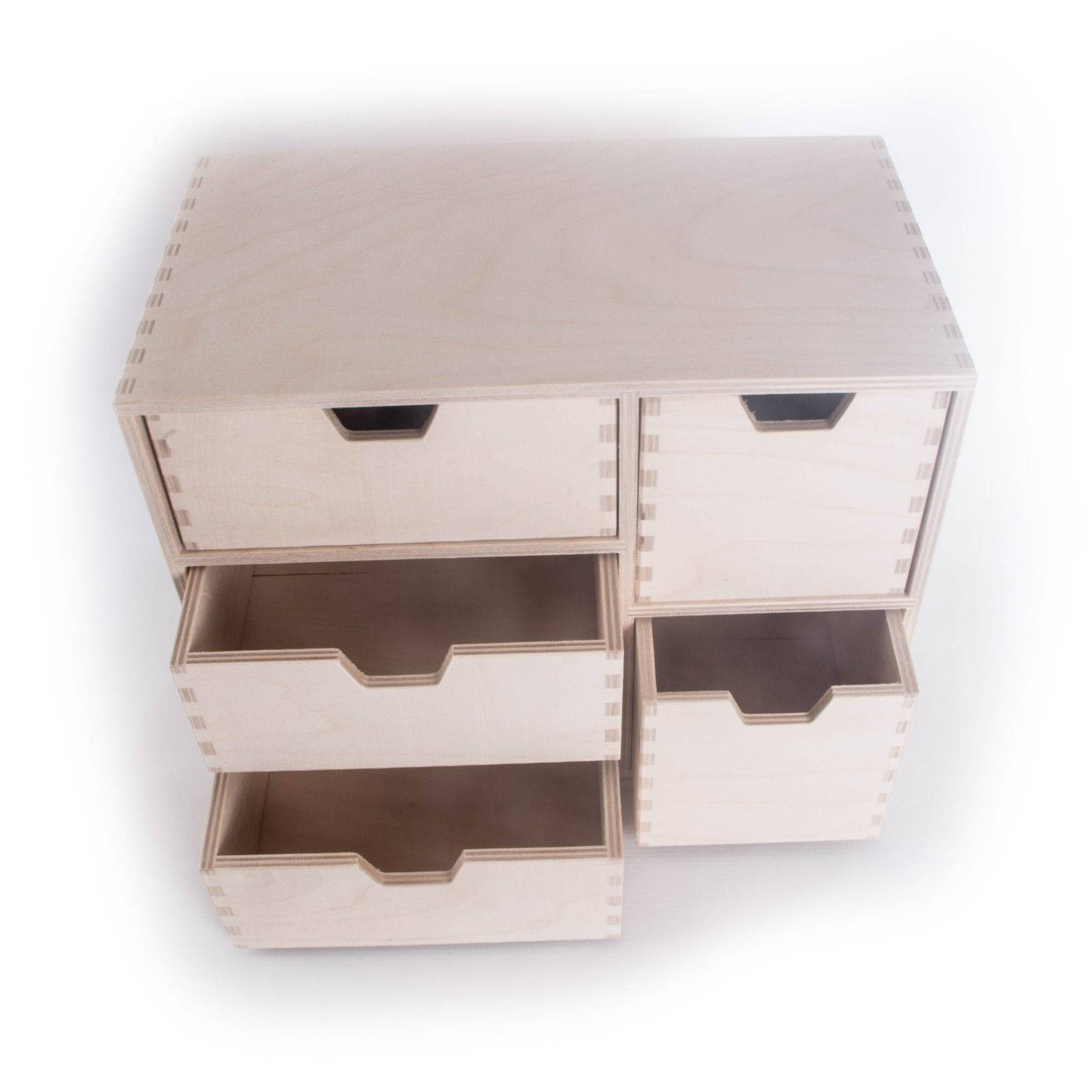 Caja de almacenamiento de madera sin pintar con 5 cajones / | Etsy