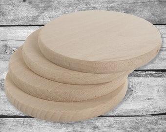 Plain Round Beechwood Coasters | Ø 9cm | Decorative Mug Cups Circles | Blank Drink Holders | DIY Sanded Discs | Unpainted Natural Wood