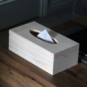 Wooden Rectangular Tissue Box With Lid Made From Pinewood | Napkin Holder | Plain Blank Unpainted Unfinished Box For Craft Decoupage