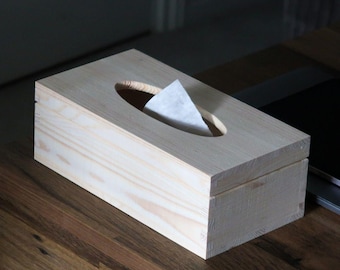 Wooden Rectangular Tissue Box With Lid Made From Pinewood | Napkin