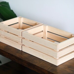 Solid Small Pine Display Crates | Choice of Sizes | Wooden Storage Presentation Shelf Box Slatted Basket  Container | Unfinished DIY Wood