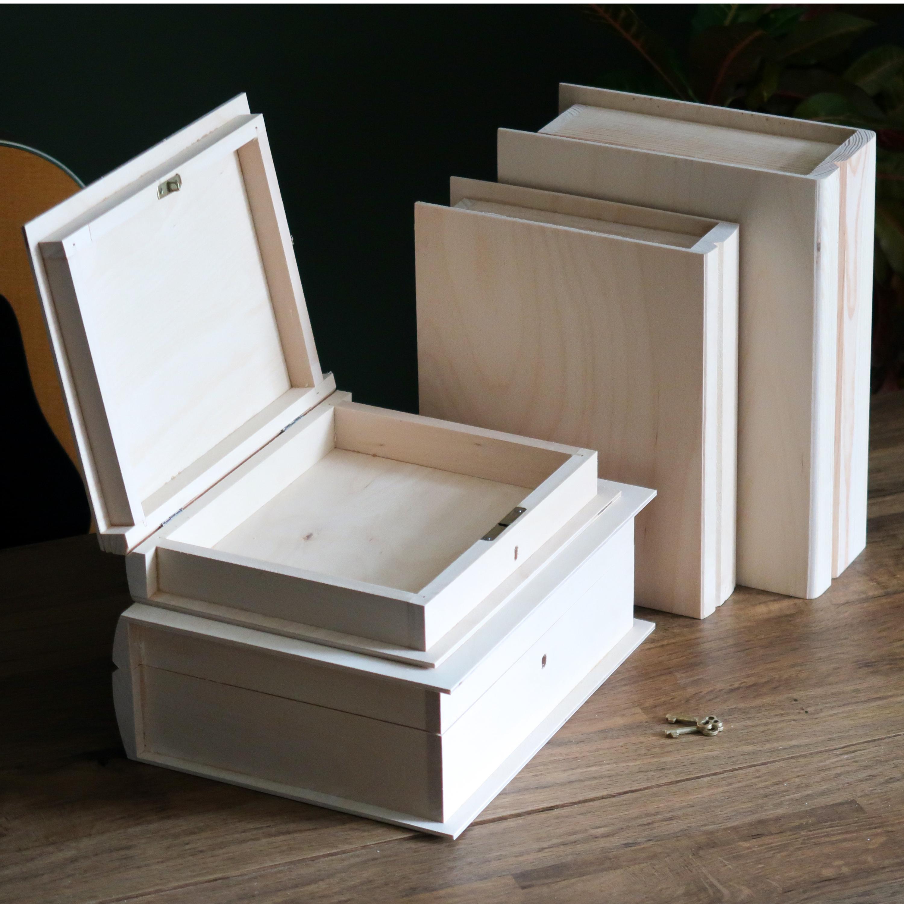 Creative Deco Boîte En Bois Avec Couvercle | 40 X 30 X 14 Cm (+/-1 Cm) | Boîte à Souvenirs Pour Bébé | Boîte Non Peinte Avec Charnières Argentées | Documents, Objets