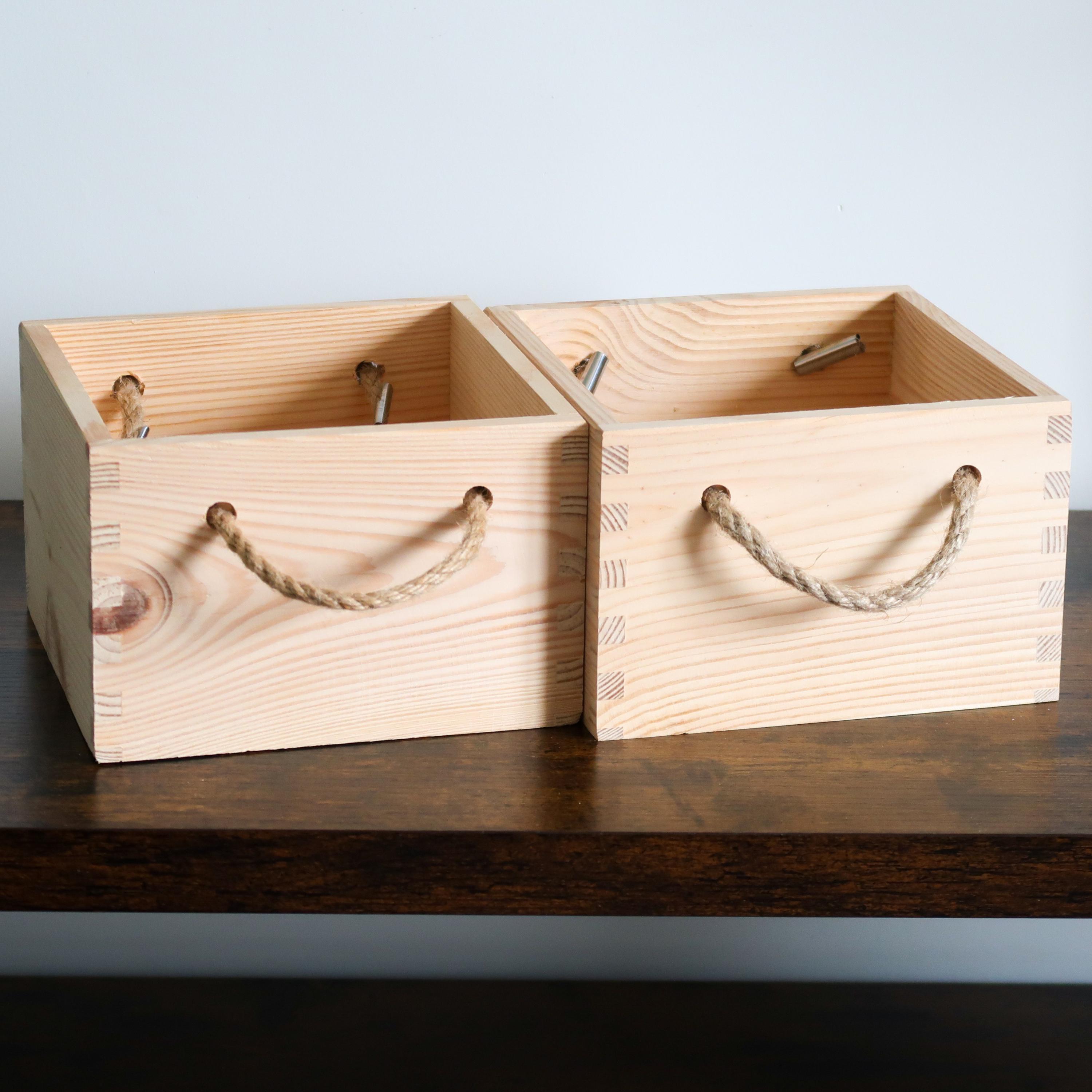 Box With Rope Wooden Storage Boxes With Rope Handles | Choice of Sizes | Hamper Gift ...