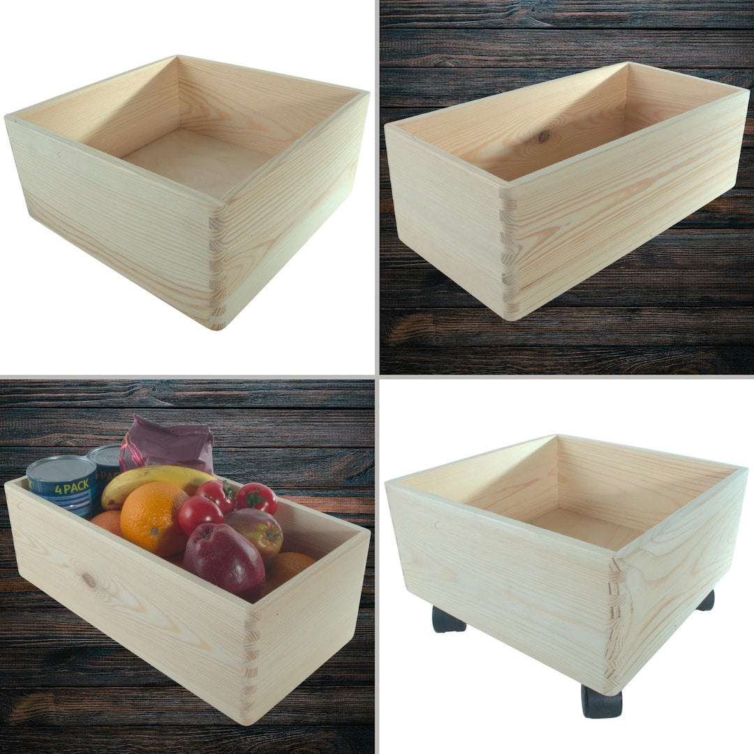 Wooden Stackable Storage Crate Boxes Non-lidded Containers Farmhouse ...