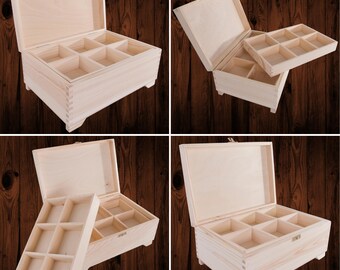 Belle Boîte De Rangement Ancienne En Bois Avec Plateau Liège - Pour Outils, Pêche, Stockage - Occasion