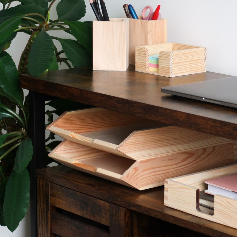Office Draw Files Wooden Stackable A4 Paper Tray Portrait Letter Magazine Office File ...