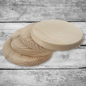 Plain Wooden Coasters | Decorative Pine Mug Cups Circles | Blank Round Drink Holders | DIY Discs Sanded Circles | Unpainted Natural Wood