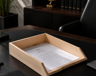Wooden Stackable A4 Paper Tray Portrait Letter Magazine Office File Tidy Organiser Vertical Documents Storage Desk Unfinished Pine