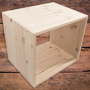 Wooden Bookcase Shelving Display Storage Unit | Freestanding Cube Cabinet Shelf Rack Floor Standing | Craft Plain Pine Natural Solid Wood