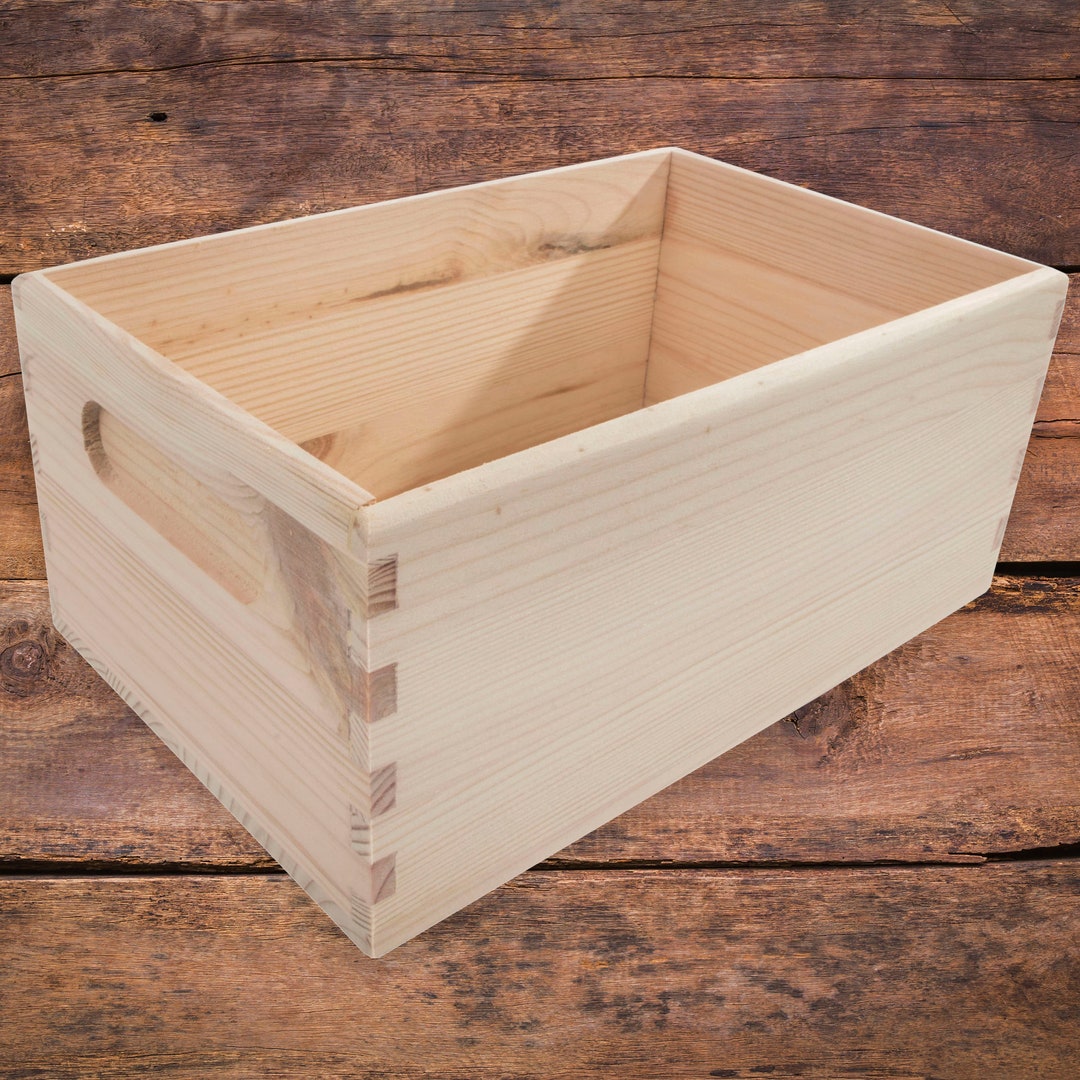 Small Plain Wooden Open Box 25x16x11 Cm Natural Pine Display Storage