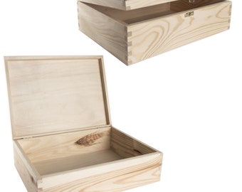 Wooden A4 Box | 34x25x10 cm | Documents Files Certificates Notebooks Paper Sheets Storage Gift Case Organiser | Plain Pine For Craft
