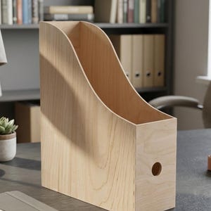 Wooden A4 Documents Organiser Paper File Standing Rack Holder Magazine Office Stationery Tidy Storage Desk Container Wood To Decorate DIY